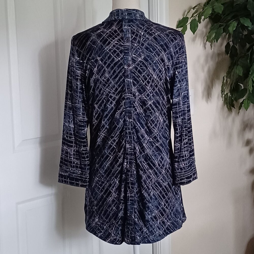 Euc Boho Chic Button-Down Abstract Print Tunic To… - image 4